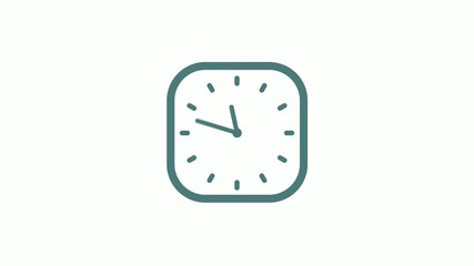 Beautiful square cyan gray counting down 12 hours clock icon on white background