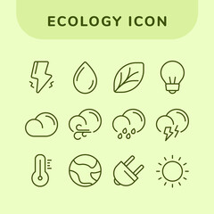 Wall Mural - ecology green icon set collections pack with outline style