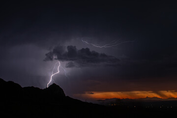 Wall Mural - lightning over the mountains