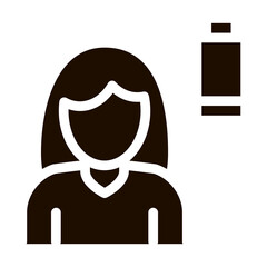 Sticker - Fatigue Symptomp Of Pregnancy Vector Sign Icon . Character Woman Silhouette And Low Battery, Symptomp Of Pregnancy Pictogram. Diagnosis Of Future Mother Monochrome Illustration