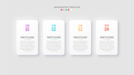 Four 4 Steps Options Timeline Business Infographic Modern Design Template