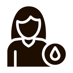 Poster - Frequent Urination Symptomp Pregnancy glyph icon. Character Woman Silhouette And Water Drop, Symptomp Of Pregnancy Pictogram. Diagnosis Of Future Mother Monochrome Illustration