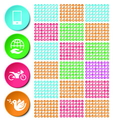 Poster - Set of High Quality Icons on Circular Colorful Buttons with Sahdows on White Background . Isolated Vector Elements