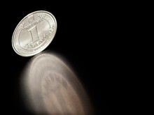Ukrainian Coin In Denomination Of 1 Hryvnia On A Black Background