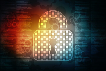 Poster - 2d illustration Safety concept: Closed Padlock on digital background
