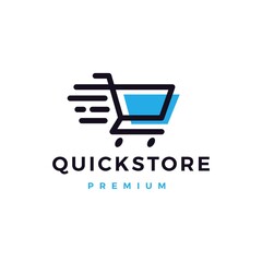 Wall Mural - quick shop store logo vector icon illustration