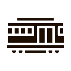 Sticker - Public Transport Cable Car Vector Icon. Cable Car Railway Machine, Urban Passenger Transport Pictogram. City Transportation Passage Service Contour Monochrome Illustration