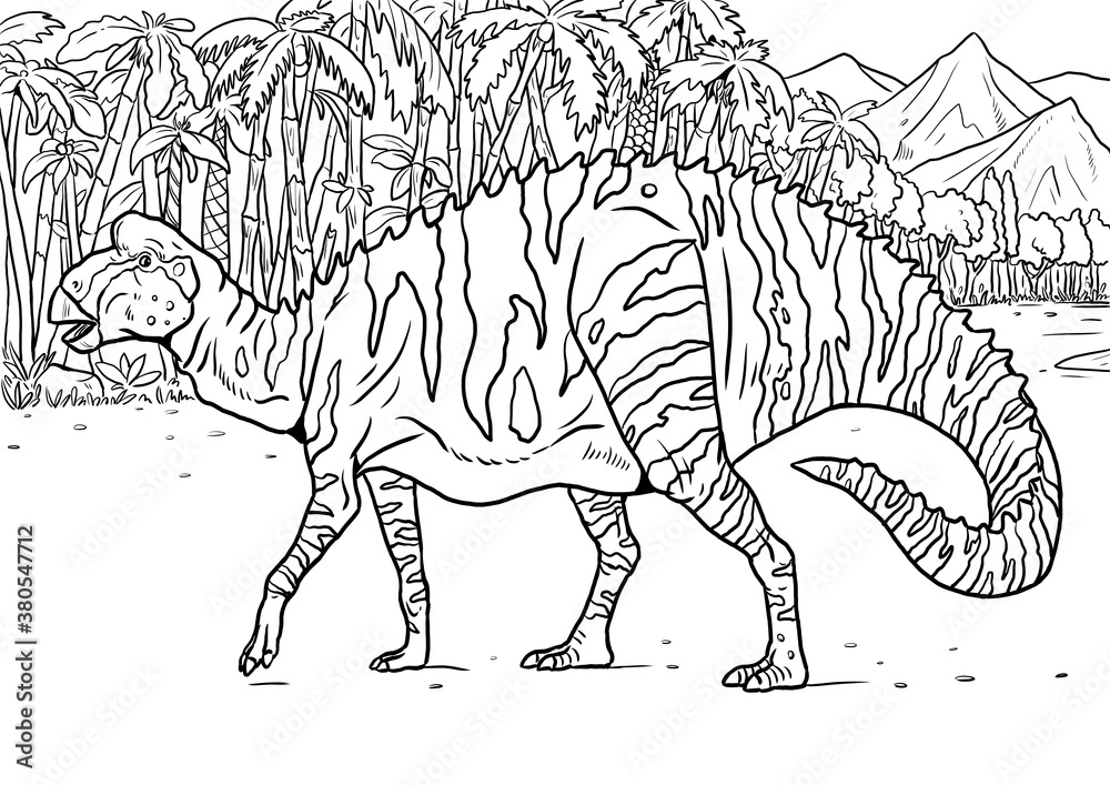 Big herbivorous dinosaur - Edmontosaurus. Dino coloring page and ...