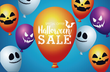 Poster - halloween sale seasonal poster with balloons helium floating