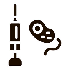 Poster - Injection And Bacterium Vector Sign Icon. Pathogen Bacteria And Healthy Injection Pictogram. Chemical Microbe Type Infection Microorganism Contour Monochrome Illustration