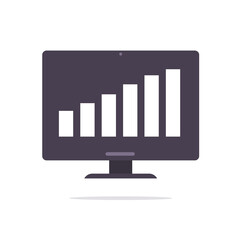 Aufkleber - Financial audit sales statistics data research icon, analysis report online on desktop computer pc, web analytics digital vector flat, accounting finance market inspection concept modern symbol
