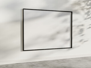 Aufkleber - Black frame hanging in bright interior mockup. Template of a picture framed on a wall 3D rendering
