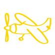 Handgezeichnetes Propeller-Flugzeug in gelb