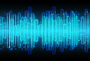 Sound waves oscillating dark blue light