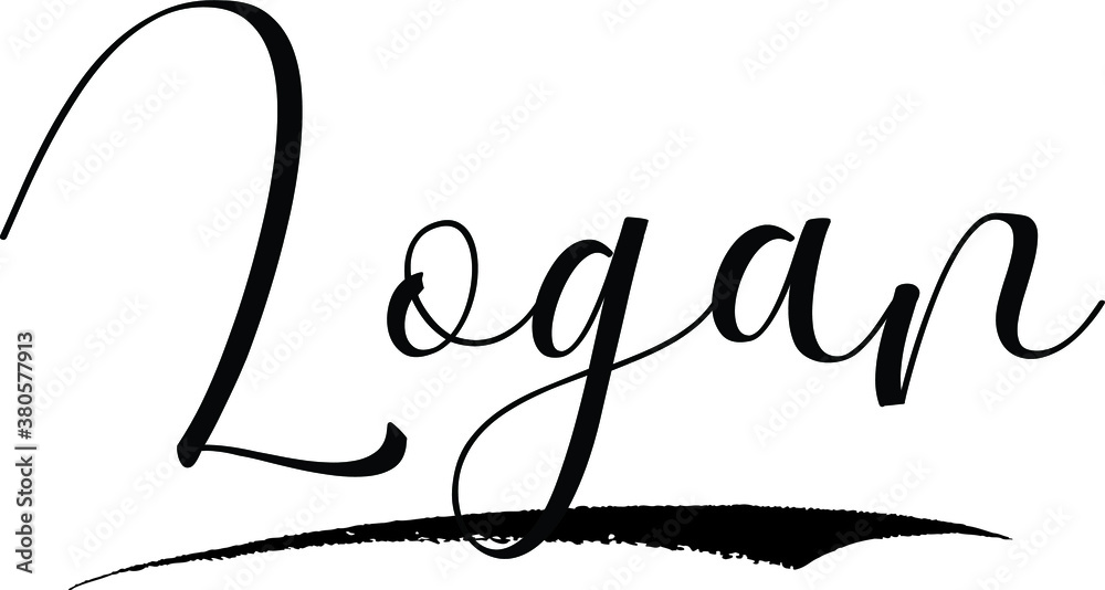 Logan Text Background Logan Handwritten Font Calligraphy Black Color Text on White Background ...
