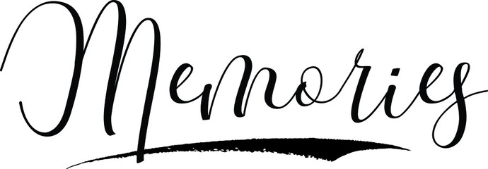 Leinwandbilder - Memories Cursive Calligraphy Black Color Text On White Background