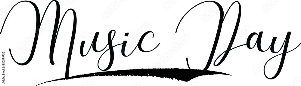 Music Day Cursive Calligraphy Black Color Text On White Background ...