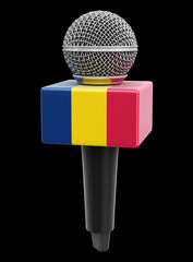 Poster - Microphone and Chad flag. Image with clipping path