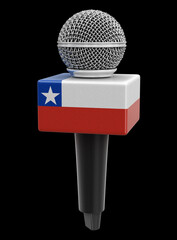 Poster - Microphone with Chilean flag. Image with clipping path