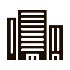 Poster - Tenement House Skyscraper Vector Icon. Skyscraper Building Collective Housing Pictogram. Mortgage On Real Estate, Rent, Buy Or Sale Apartment Garage Contour Monochrome Illustration