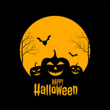 Happy Halloween Scary Black And Yellow Card Design