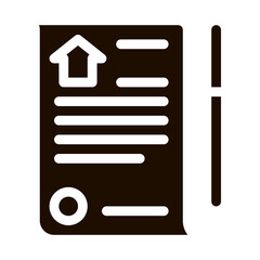 Poster - Selling Buying Agreement Vector Icon. Building Sale And Rent Agreement Contract And Pen Pencil, Web Site, Smartphone Application Pictogram. Garage And Skyscraper Contour Illustration