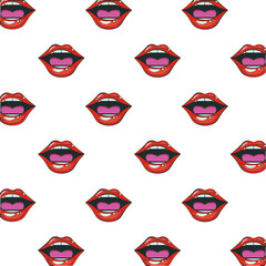 Wall Mural - sexi female mouths open pop art style pattern