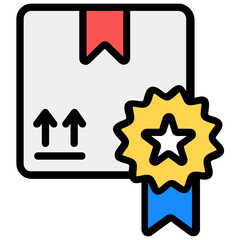 Canvas Print - 
Badge with cardboard, quality product icon 
