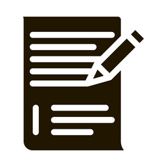 Aufkleber - Pen Writing On Paper List Agile Element glyph icon . Agile Gear And Document, Sandglass And Package, Loud-speaker And Stop Watch Pictogram. Monochrome Illustration
