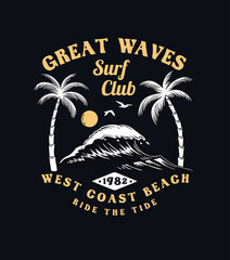 Wall Mural - vector surfing badge. for t-shirt prints, posters, and other uses.
