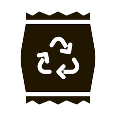 Poster - Plastic Parcel Bag With Recycle Mark glyph icon . Open And Closed Carton Packaging Pictogram. Parcel, Shipping Service Equipment Black And White Contour Illustration