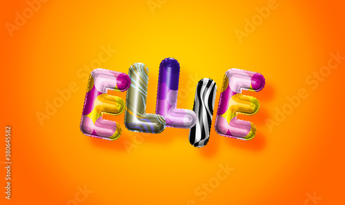 Fotografía Ellie female name, colorful letter balloons background