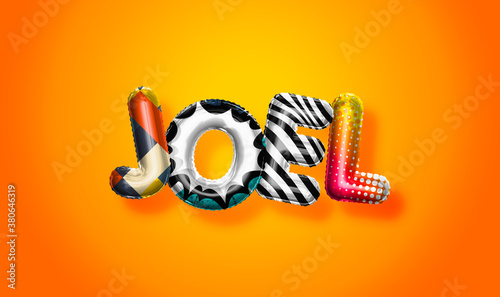 Cuadros en Lienzo Joel male name, colorful letter balloons background