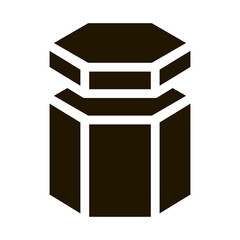 Wall Mural - Carton Container In Hexagon Form Packaging glyph icon . Carton Open And Closed Packaging Pictogram. Parcel, Box Shipping Equipment Monochrome Illustration