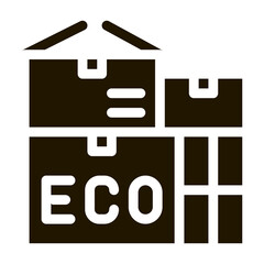 Poster - Eco Recycle Material Container Packaging glyph icon . Carton Open And Closed Packaging Pictogram. Parcel, Box Shipping Equipment Monochrome Illustration