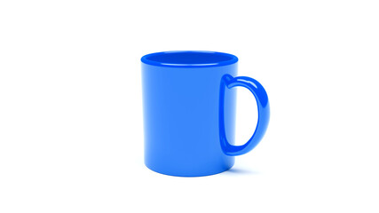 Wall Mural - Blue Mug isolated on White Background. 3D Rendering.