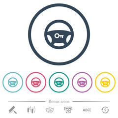 Poster - Steering lock flat color icons in round outlines