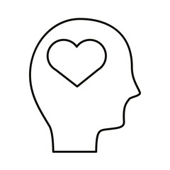 Poster - head human profile with heart line style icon