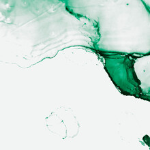 Multilayer Banner. Wedding Canva. Luxury Design. Green, White Multilayer Banner. Artistic Shape. Alcohol Ink Composition. Green, White Liquid Drawing.