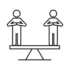 Sticker - persons silhouettes in scale balance line style icon