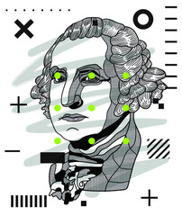 Modern geometric style with dots. George Washington