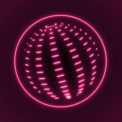 Poster - Sphere particles in bright red color - abstract illustration on a dark background. Science and technology concept - 3D rendering