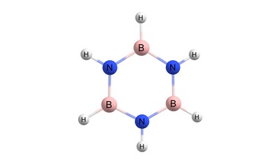 Sticker - Borazine molecular structure isolated on white