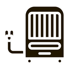 Poster - Portative Air Climate System On Rollers glyph icon . Cool And Humidity, Airing, Ionisation And Heating Pictogram. Conditioning System Monochrome Illustration