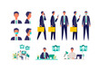 © SHIROKUMA-DESIGN - Set of masked businessman in different poses. Concept for teleworking.