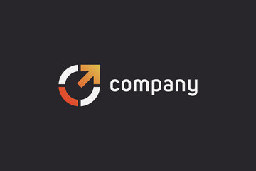 Poster - Circle Arrow Up Logo. Arrow Out of Box Icon isolated on Black Background. Usable for Business and Technology Logos. Flat Vector Logo Design Template Element.