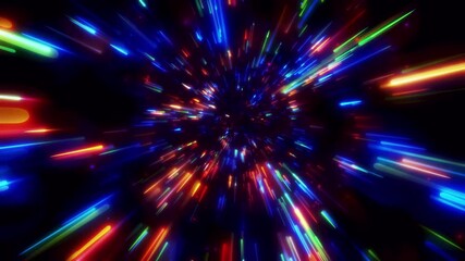 Wall Mural - warp speed motion graphic seamless loop. 4k blue light futuristic technology background. 3d renderin