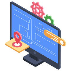 Wall Mural - 
Web optimization, isometric icon 
