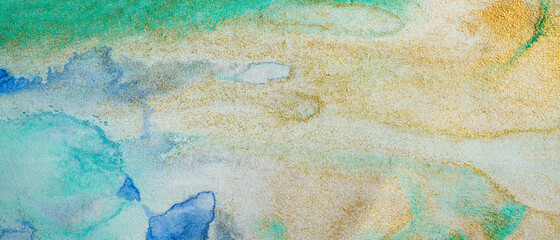 grunge background gold and blue and green paint