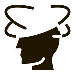 Sticker - Vertigo Dizziness Man Silhouette Headache glyph icon . Tension And Cluster Headache, Migraine And Stress Symptom Pictogram. Healthcare Monochrome Illustration